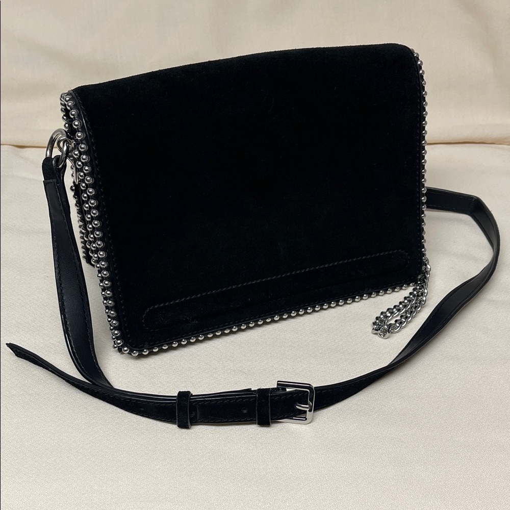 Zara Black Crossbody Bag with Silver Accents